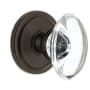 Grandeur Circulaire Solid Brass Rose Privacy Door Knob Set with Provence Crystal Knob and 2-3/4" Backset Timeless Bronze