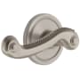Grandeur Circulaire Solid Brass Rose Right Handed Privacy Door Lever Set with Newport Lever and 2-3/4" Backset Satin Nickel