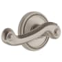 Grandeur Soleil Solid Brass Left Handed Passage Door Lever Set with Newport Lever and 2-3/8" Backset Satin Nickel