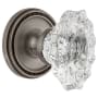 Grandeur Soleil Solid Brass Rose Privacy Door Knob Set with Biarritz Crystal Knob and 2-3/8" Backset Antique Pewter