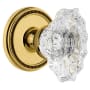 Grandeur Soleil Solid Brass Rose Privacy Door Knob Set with Biarritz Crystal Knob and 2-3/8" Backset Polished Brass