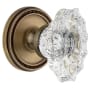 Grandeur Soleil Solid Brass Rose Privacy Door Knob Set with Biarritz Crystal Knob and 2-3/8" Backset Vintage Brass