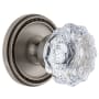 Grandeur Soleil Solid Brass Rose Privacy Door Knob Set with Fontainebleau Crystal Knob and 2-3/8" Backset Antique Pewter
