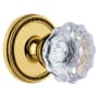 Grandeur Soleil Solid Brass Rose Privacy Door Knob Set with Fontainebleau Crystal Knob and 2-3/8" Backset Lifetime Brass
