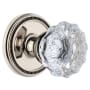 Grandeur Soleil Solid Brass Rose Privacy Door Knob Set with Fontainebleau Crystal Knob and 2-3/8" Backset Polished Nickel