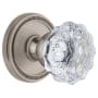Grandeur Soleil Solid Brass Rose Privacy Door Knob Set with Fontainebleau Crystal Knob and 2-3/8" Backset Satin Nickel