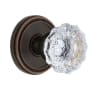 Grandeur Soleil Solid Brass Rose Privacy Door Knob Set with Fontainebleau Crystal Knob and 2-3/8" Backset Timeless Bronze