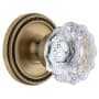 Grandeur Soleil Solid Brass Rose Privacy Door Knob Set with Fontainebleau Crystal Knob and 2-3/8" Backset Vintage Brass