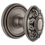 Grandeur Soleil Solid Brass Privacy Door Knob Set with Grande Victorian Knob and 2-3/8" Backset Antique Pewter