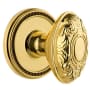 Grandeur Soleil Solid Brass Privacy Door Knob Set with Grande Victorian Knob and 2-3/8" Backset Polished Brass