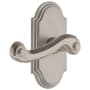 Grandeur Arc Solid Brass Right Handed Passage Door Lever Set with Newport Lever and 2-3/8" Backset Satin Nickel