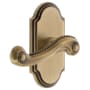 Grandeur Arc Solid Brass Right Handed Passage Door Lever Set with Newport Lever and 2-3/8" Backset Vintage Brass
