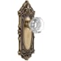 Grandeur Grande Victorian Solid Brass Rose Privacy Door Knob Set with Chambord Crystal Knob and 2-3/8" Backset Vintage Brass