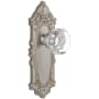 Grandeur Grande Victorian Solid Brass Rose Privacy Door Knob Set with Chambord Crystal Knob and 2-3/8" Backset Satin Nickel