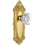 Grandeur Grande Victorian Solid Brass Rose Privacy Door Knob Set with Chambord Crystal Knob and 2-3/8" Backset Polished Brass