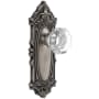 Grandeur Grande Victorian Solid Brass Rose Privacy Door Knob Set with Chambord Crystal Knob and 2-3/8" Backset Antique Pewter