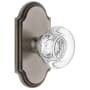 Grandeur Arc Solid Brass Rose Privacy Door Knob Set with Bordeaux Crystal Knob and 2-3/8" Backset Antique Pewter