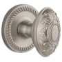 Grandeur Newport Solid Brass Rose Privacy Door Knob Set with Grande Victorian Knob and 2-3/8" Backset Satin Nickel