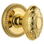 Grandeur Newport Solid Brass Rose Privacy Door Knob Set with Grande Victorian Knob and 2-3/8" Backset Polished Brass