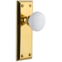 Grandeur Fifth Avenue Solid Brass Rose Privacy Door Knob Set with Hyde Park Knob and 2-3/8" Backset Polished Brass