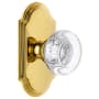 Grandeur Arc Solid Brass Rose Privacy Door Knob Set with Bordeaux Crystal Knob and 2-3/8" Backset Polished Brass