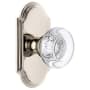 Grandeur Arc Solid Brass Rose Privacy Door Knob Set with Bordeaux Crystal Knob and 2-3/8" Backset Polished Nickel
