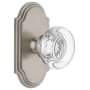 Grandeur Arc Solid Brass Rose Privacy Door Knob Set with Bordeaux Crystal Knob and 2-3/8" Backset Satin Nickel