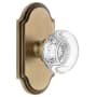 Grandeur Arc Solid Brass Rose Privacy Door Knob Set with Bordeaux Crystal Knob and 2-3/8" Backset Vintage Brass