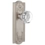 Grandeur Parthenon Solid Brass Rose Privacy Door Knob Set with Chambord Crystal Knob and 2-3/8" Backset Satin Nickel