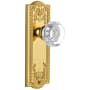 Grandeur Parthenon Solid Brass Rose Privacy Door Knob Set with Chambord Crystal Knob and 2-3/8" Backset Polished Brass