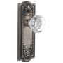 Grandeur Parthenon Solid Brass Rose Privacy Door Knob Set with Chambord Crystal Knob and 2-3/8" Backset Antique Pewter