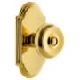 Grandeur Arc Solid Brass Privacy Door Knob Set with Bouton Knob and 2-3/8" Backset Polished Brass