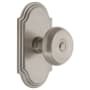 Grandeur Arc Solid Brass Privacy Door Knob Set with Bouton Knob and 2-3/8" Backset Satin Nickel