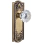Grandeur Parthenon Solid Brass Rose Privacy Door Knob Set with Fontainebleau Crystal Knob and 2-3/8" Backset Vintage Brass