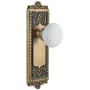 Grandeur Windsor Solid Brass Rose Privacy Door Knob Set with Hyde Park Knob and 2-3/8" Backset Vintage Brass
