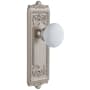 Grandeur Windsor Solid Brass Rose Privacy Door Knob Set with Hyde Park Knob and 2-3/8" Backset Satin Nickel