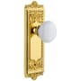 Grandeur Windsor Solid Brass Rose Privacy Door Knob Set with Hyde Park Knob and 2-3/8" Backset Polished Brass