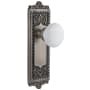 Grandeur Windsor Solid Brass Rose Privacy Door Knob Set with Hyde Park Knob and 2-3/8" Backset Antique Pewter