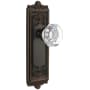 Grandeur Windsor Solid Brass Rose Privacy Door Knob Set with Chambord Crystal Knob and 2-3/8" Backset Timeless Bronze