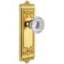 Grandeur Windsor Solid Brass Rose Privacy Door Knob Set with Fontainebleau Crystal Knob and 2-3/8" Backset Polished Brass