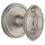 Grandeur Georgetown Solid Brass Rose Privacy Knob Set with Grande Victorian Knob and 2-3/8" Backset Satin Nickel