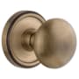 Grandeur Georgetown Solid Brass Rose Privacy Door Knob Set with Fifth Avenue Knob and 2-3/8" Backset Vintage Brass