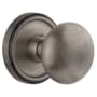 Grandeur Georgetown Solid Brass Rose Privacy Door Knob Set with Fifth Avenue Knob and 2-3/8" Backset Antique Pewter