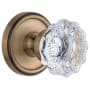 Grandeur Georgetown Solid Brass Rose Privacy Door Knob Set with Fontainebleau Crystal Knob and 2-3/8" Backset Vintage Brass