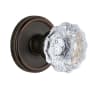 Grandeur Georgetown Solid Brass Rose Privacy Door Knob Set with Fontainebleau Crystal Knob and 2-3/8" Backset Timeless Bronze