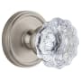 Grandeur Georgetown Solid Brass Rose Privacy Door Knob Set with Fontainebleau Crystal Knob and 2-3/8" Backset Satin Nickel