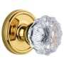Grandeur Georgetown Solid Brass Rose Privacy Door Knob Set with Fontainebleau Crystal Knob and 2-3/8" Backset Polished Brass
