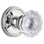 Grandeur Georgetown Solid Brass Rose Privacy Door Knob Set with Fontainebleau Crystal Knob and 2-3/8" Backset Bright Chrome