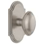 Grandeur Arc Solid Brass Privacy Door Knob Set with Eden Prairie Knob and 2-3/4" Backset Satin Nickel