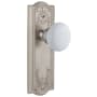 Grandeur Parthenon Solid Brass Rose Dummy Door Knob Set with Hyde Park Knob Satin Nickel